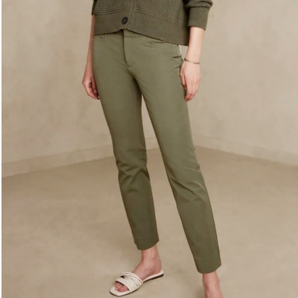 Banana Republic Sloan Slim Fit Mid Rise Ankle Pants in Olive Green Size 2P